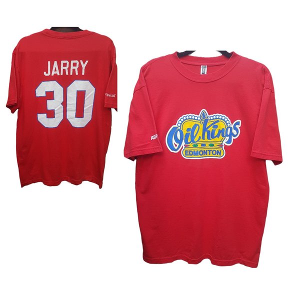 Vintage WHL Edmonton Oil Kings Tee Shirt JARRY 30 Large US L NHL Oilers Penguins - Picture 1 of 16